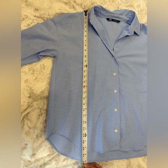 NWOT Zara Sky Blue Casual Button Down Shirt - Picture 4 of 13